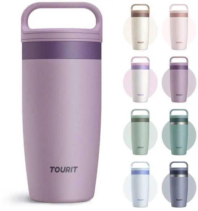 Main image of Travel Coffee Mug 16 oz,Leakproof 2-Part Lid Tumbler,Smoky Purple | Leakproof Coffee Tumbler Cup,Insulated Stainless Steel Travel Mug, Dishwasher Safe Reusable Water Bottle, BPA-Free Coffee Mug