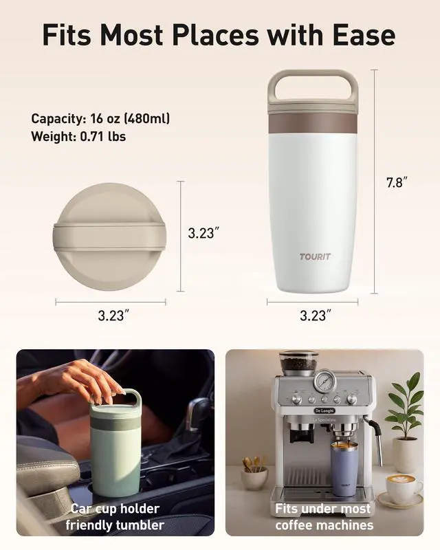 Alt view image 7 of 7 - Travel Coffee Mug 16 oz,Leakproof 2-Part Lid Tumbler,Smoky Purple | Leakproof Coffee Tumbler Cup,Insulated Stainless Steel Travel Mug, Dishwasher Safe Reusable Water Bottle, BPA-Free Coffee Mug