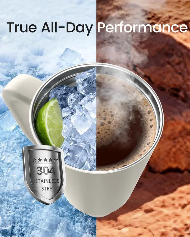 Alt view image 6 of 7 - Insulated Mug 100% Spill Resistant Insulated Water Bottle for Iced Coffee & Hot Drinks - Fits Car Cup Holder, Ideal Gift, 2 Straws & Silicone Boot - FlexSlide White 32 oz