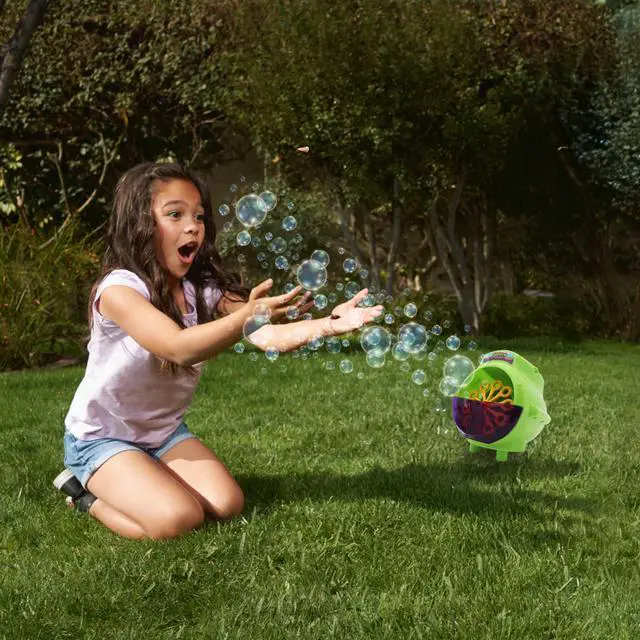 Alt view image 2 of 5 - Bubbles, Hurricane Bubble Making Machine - Portable Bubble Maker - Instant Bubble Creation - Outdoor Toy for Kids - 4 oz. Bubble Solution Included - Ages 3+