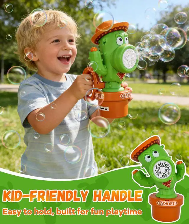 Alt view image 5 of 7 - Bubble Machine, Rechargeable Dancing Cactus Toy for Kids Ages 3+ | Automatic Bubble Blower with Music, Colorful Lights and Solution Included for Outdoor Summer Play, Parties and Birthday Gifts