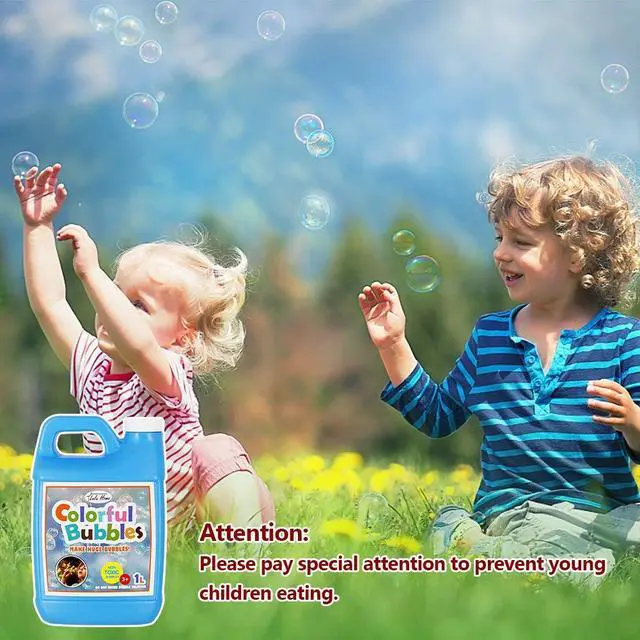Alt view image 6 of 6 - 33.8 OZ/1 L Concentrated Bubble Solution, Refill for Bubble Machines, Giant Wands, and Blowers - Up to 2.5 Gallons for Kids' Birthday Parties | Refill for Bubble Machines, Giant Wands