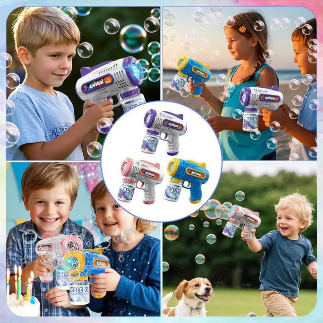 Alt view image 5 of 7 - 3 Pack Bubble Guns with Refill Solution, Automatic Bubble Machine | Bubbles Maker for Boys Girls, Birthday Party and Weddings, Outdoor Toys for Kids, Gifts for Age 3 4 5 6 7 8 Year Old Kid