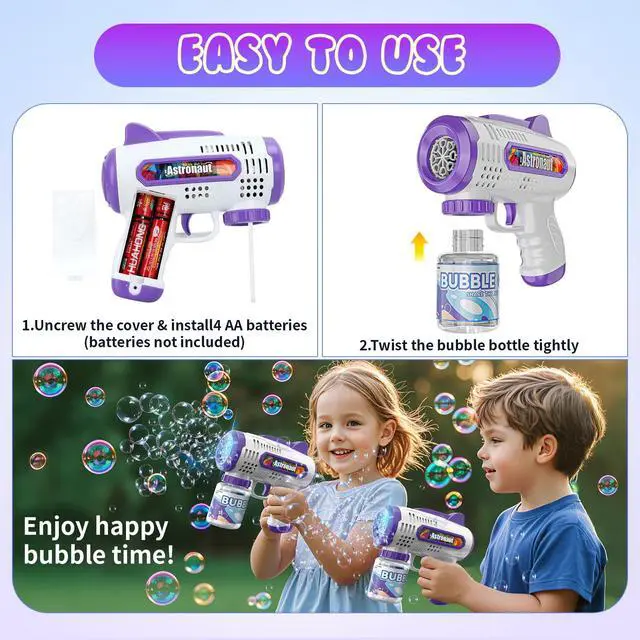Alt view image 6 of 7 - 3 Pack Bubble Guns with Refill Solution, Automatic Bubble Machine | Bubbles Maker for Boys Girls, Birthday Party and Weddings, Outdoor Toys for Kids, Gifts for Age 3 4 5 6 7 8 Year Old Kid