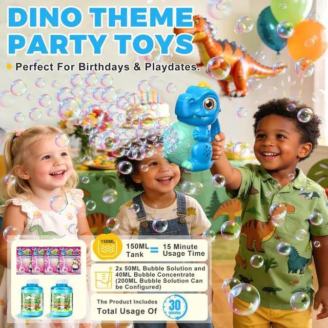 Alt view image 4 of 7 - Dinosaur Bubble Machine for Toddler: Automatic Blower with Lights, Large 150ML Tank & Powerful Motor - Produces 15,000+ Colorful Bubbles/Min for Magical Party, Birthday