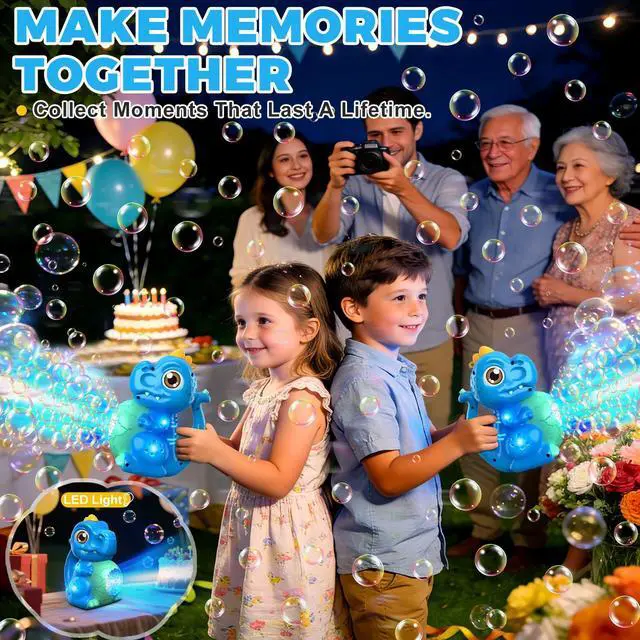 Alt view image 5 of 7 - Dinosaur Bubble Machine for Toddler: Automatic Blower with Lights, Large 150ML Tank & Powerful Motor - Produces 15,000+ Colorful Bubbles/Min for Magical Party, Birthday