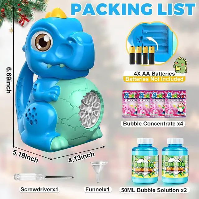 Alt view image 6 of 7 - Dinosaur Bubble Machine for Toddler: Automatic Blower with Lights, Large 150ML Tank & Powerful Motor - Produces 15,000+ Colorful Bubbles/Min for Magical Party, Birthday