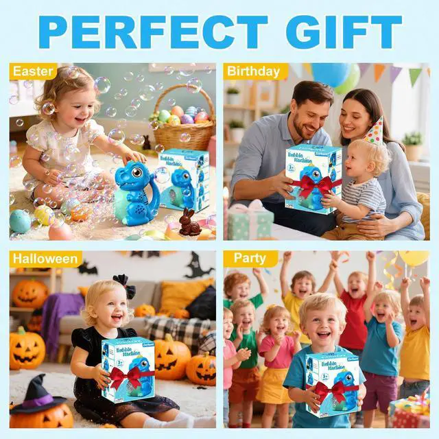 Alt view image 7 of 7 - Dinosaur Bubble Machine for Toddler: Automatic Blower with Lights, Large 150ML Tank & Powerful Motor - Produces 15,000+ Colorful Bubbles/Min for Magical Party, Birthday