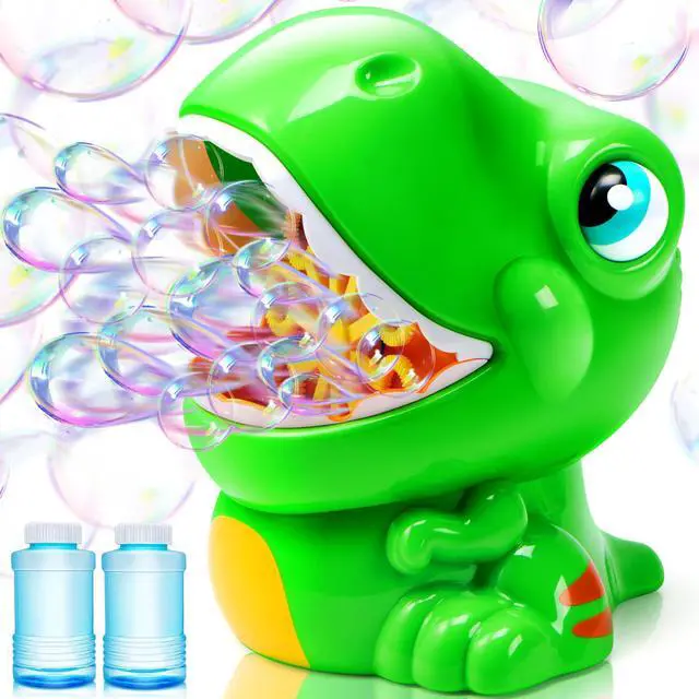 Main image of Dinosaur Bubble Machine, Bubble Machine Gun Blower with Solutions for Kids, Summer Outdoor Indoor Toy, Dinosaur Party Favor, Kids Birthday Gift (Green)