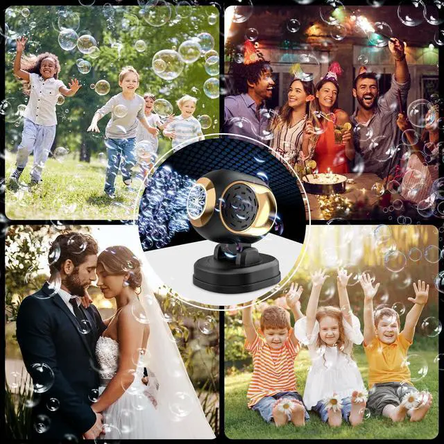 Alt view image 5 of 7 - Automatic Bubble Machine Battery Operated for Kid Outdoor Toy, Black | Durable Bubble Blower Maker, LED Lights & Bubble Solution Kit, 150° Rotatable