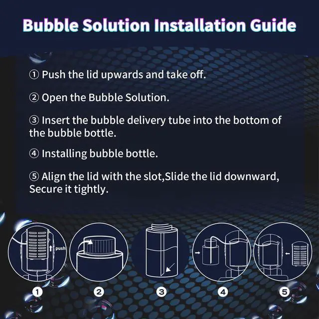 Alt view image 7 of 7 - Automatic Bubble Machine Battery Operated for Kid Outdoor Toy, Black | Durable Bubble Blower Maker, LED Lights & Bubble Solution Kit, 150° Rotatable