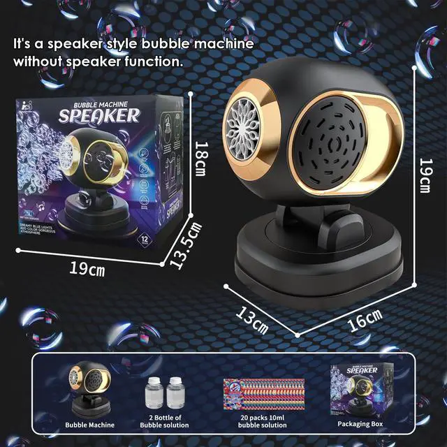 Alt view image 6 of 7 - Automatic Bubble Machine Battery Operated for Kid Outdoor Toy, Black | Durable Bubble Blower Maker, LED Lights & Bubble Solution Kit, 150° Rotatable