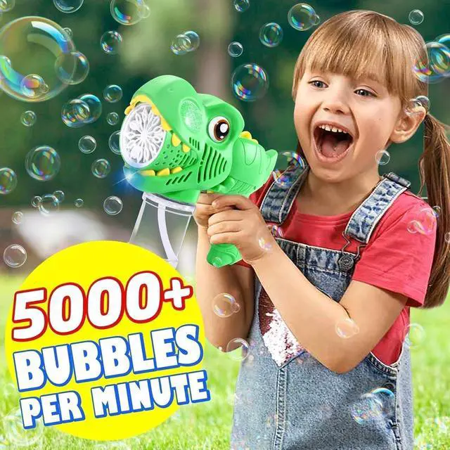 Alt view image 2 of 7 - Kids Bubble Gun 2 Pack, Dino Bubble Machine for Toddlers Toys Gift | Automatic 13-Hole with 4 Solutions Bubbles Blower Maker Easter Basket Stuffers Christmas Valentines Gift for Boys Girls 3-10