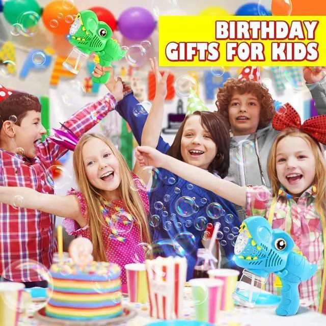 Alt view image 7 of 7 - Kids Bubble Gun 2 Pack, Dino Bubble Machine for Toddlers Toys Gift | Automatic 13-Hole with 4 Solutions Bubbles Blower Maker Easter Basket Stuffers Christmas Valentines Gift for Boys Girls 3-10