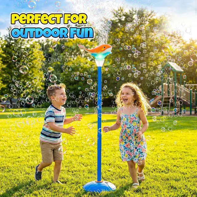 Alt view image 3 of 7 - Standing Bubble Machine for Kids Outdoor, Whale Bubble Torch with Light Music Lamp, 47" Adjustable Height Automatic Bubble Blower Maker Tower Fountain for Party,Stand Up Outside Handheld Lanterns Toys