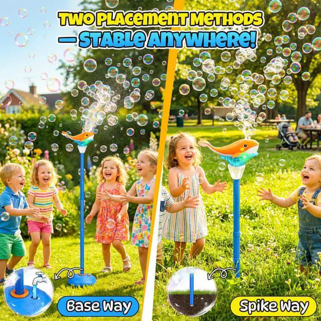 Alt view image 6 of 7 - Standing Bubble Machine for Kids Outdoor, Whale Bubble Torch with Light Music Lamp, 47" Adjustable Height Automatic Bubble Blower Maker Tower Fountain for Party,Stand Up Outside Handheld Lanterns Toys