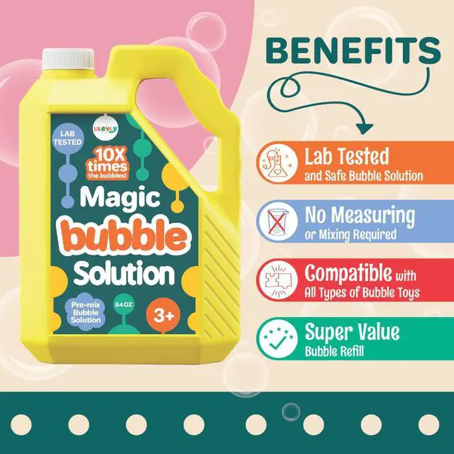 Alt view image 2 of 6 - 64 oz Iridescent Bubble Solution Refill | Non-Toxic Pre-Mix Bubble Refill Solution No Mixing or Measuring Required | Bubbles for Kids | Bubbles Bulk | Bubble Machine Solution | Giant Bubble Solution