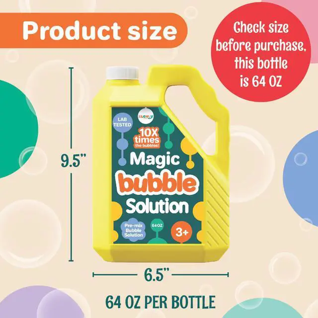 Alt view image 4 of 6 - 64 oz Iridescent Bubble Solution Refill | Non-Toxic Pre-Mix Bubble Refill Solution No Mixing or Measuring Required | Bubbles for Kids | Bubbles Bulk | Bubble Machine Solution | Giant Bubble Solution
