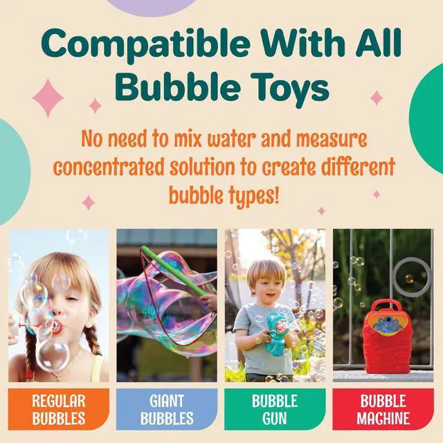 Alt view image 6 of 6 - 64 oz Iridescent Bubble Solution Refill | Non-Toxic Pre-Mix Bubble Refill Solution No Mixing or Measuring Required | Bubbles for Kids | Bubbles Bulk | Bubble Machine Solution | Giant Bubble Solution