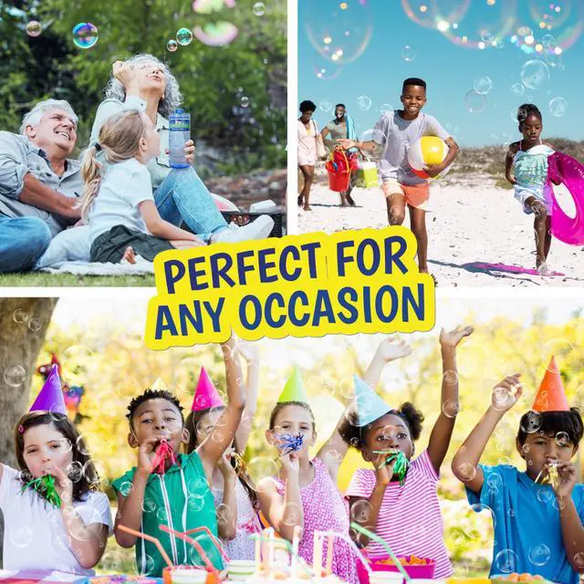 Alt view image 2 of 6 - Bubble Solution 64 oz - Non-Toxic - 3+ Years | Includes Wand, Easy Grip Bottle, For Machines And Wands, 11 in Tall, 4.2 lb, Ages 36 Months Up, Holiday Theme