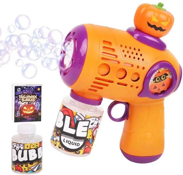 Main image of Halloween Bubble Gun for KidsPumpkin Bubble Wand Machine Gun Blaster Boo Basket Stuffers for Halloween Party Favors Outdoor Toys Birthday GiftsBatteries Not Included