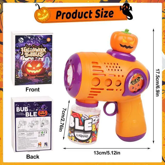 Alt view image 3 of 7 - Halloween Bubble Gun for KidsPumpkin Bubble Wand Machine Gun Blaster Boo Basket Stuffers for Halloween Party Favors Outdoor Toys Birthday GiftsBatteries Not Included