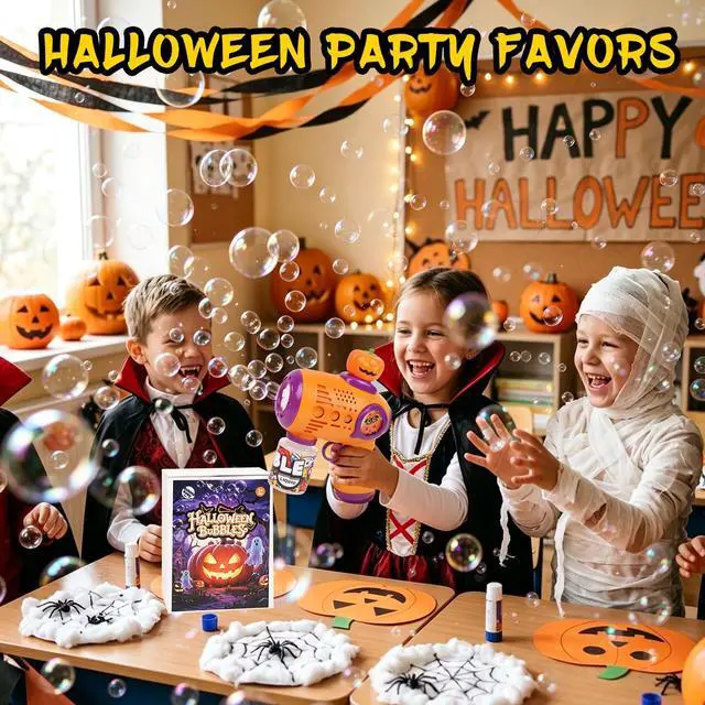 Alt view image 4 of 7 - Halloween Bubble Gun for KidsPumpkin Bubble Wand Machine Gun Blaster Boo Basket Stuffers for Halloween Party Favors Outdoor Toys Birthday GiftsBatteries Not Included