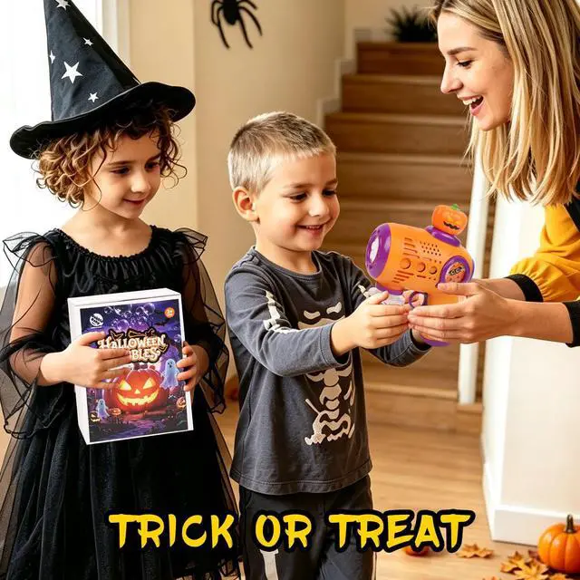 Alt view image 5 of 7 - Halloween Bubble Gun for KidsPumpkin Bubble Wand Machine Gun Blaster Boo Basket Stuffers for Halloween Party Favors Outdoor Toys Birthday GiftsBatteries Not Included