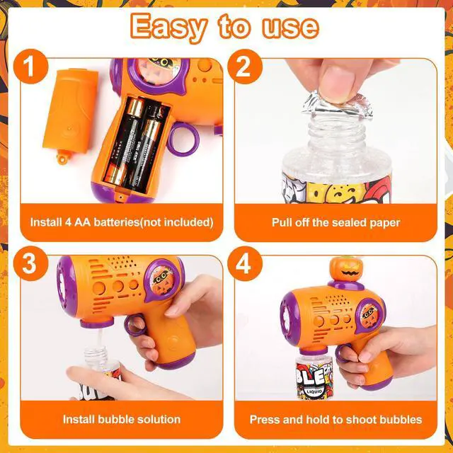 Alt view image 6 of 7 - Halloween Bubble Gun for KidsPumpkin Bubble Wand Machine Gun Blaster Boo Basket Stuffers for Halloween Party Favors Outdoor Toys Birthday GiftsBatteries Not Included