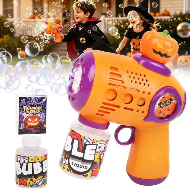 Alt view image 7 of 7 - Halloween Bubble Gun for KidsPumpkin Bubble Wand Machine Gun Blaster Boo Basket Stuffers for Halloween Party Favors Outdoor Toys Birthday GiftsBatteries Not Included
