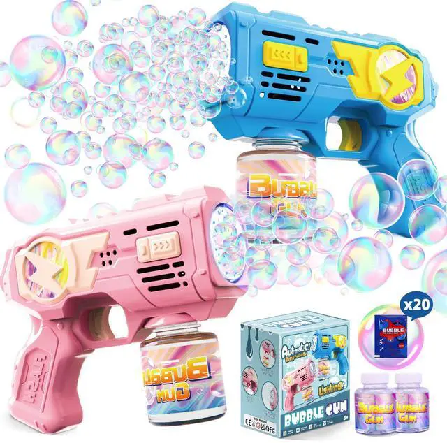 Main image of Bubble Gun Toys for 3+ Year Old Kids Boys Girls, LED 2 Pack Automatic Bubble Machine with Bubble Solution, Summer Outdoor Kids Toys for Ages 3-4,4-6,5-7, Birthday Party Gifts for 3 4 5 6 7 8 Year Old