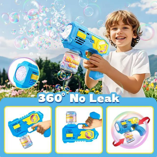 Alt view image 4 of 6 - Bubble Gun Toys for 3+ Year Old Kids Boys Girls, LED 2 Pack Automatic Bubble Machine with Bubble Solution, Summer Outdoor Kids Toys for Ages 3-4,4-6,5-7, Birthday Party Gifts for 3 4 5 6 7 8 Year Old
