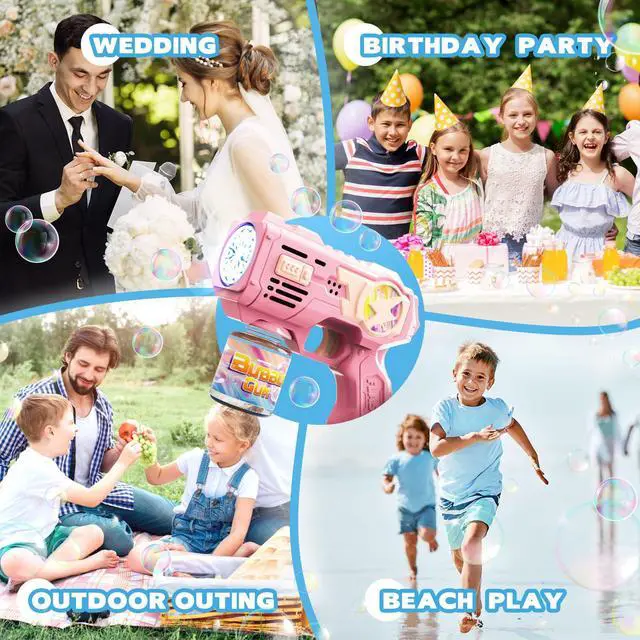 Alt view image 5 of 6 - Bubble Gun Toys for 3+ Year Old Kids Boys Girls, LED 2 Pack Automatic Bubble Machine with Bubble Solution, Summer Outdoor Kids Toys for Ages 3-4,4-6,5-7, Birthday Party Gifts for 3 4 5 6 7 8 Year Old