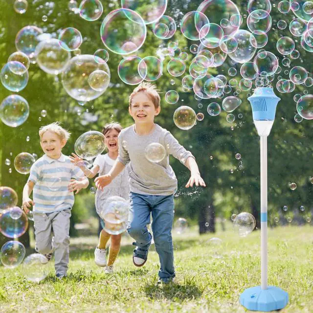 Main image of Bubble Machine, 47 Inches Stand Bubble Machine with LED Lights | 47 Inches Stand Design, Adjustable Height, Battery Powered, LED Lights, Indoor & Outdoor Bubble Fun