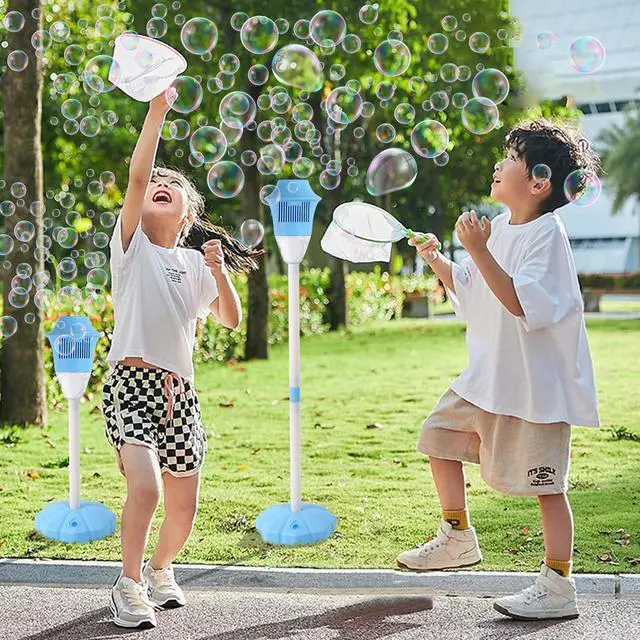 Alt view image 3 of 7 - Bubble Machine, 47 Inches Stand Bubble Machine with LED Lights | 47 Inches Stand Design, Adjustable Height, Battery Powered, LED Lights, Indoor & Outdoor Bubble Fun