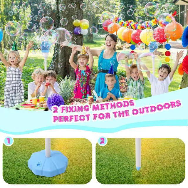 Alt view image 4 of 7 - Bubble Machine, 47 Inches Stand Bubble Machine with LED Lights | 47 Inches Stand Design, Adjustable Height, Battery Powered, LED Lights, Indoor & Outdoor Bubble Fun