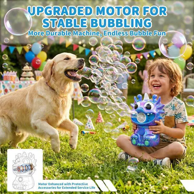 Alt view image 3 of 7 - Automatic Bubble Machine for Kids & Toddler, No Spill Bubbles Blower with Colorful Solution & Type-C Charge, Bubble Maker for Boy Girl Pet Indoor Outdoor Birthday Party Toy
