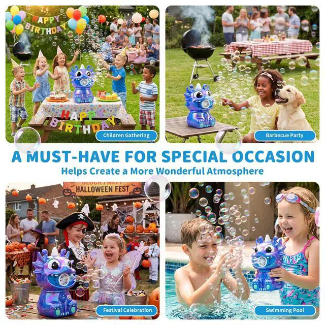 Alt view image 4 of 7 - Automatic Bubble Machine for Kids & Toddler, No Spill Bubbles Blower with Colorful Solution & Type-C Charge, Bubble Maker for Boy Girl Pet Indoor Outdoor Birthday Party Toy