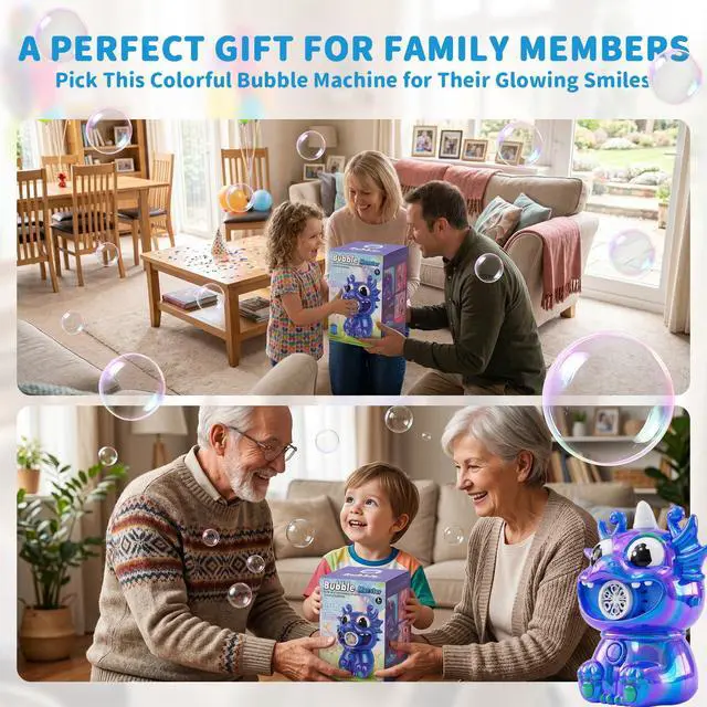 Alt view image 6 of 7 - Automatic Bubble Machine for Kids & Toddler, No Spill Bubbles Blower with Colorful Solution & Type-C Charge, Bubble Maker for Boy Girl Pet Indoor Outdoor Birthday Party Toy