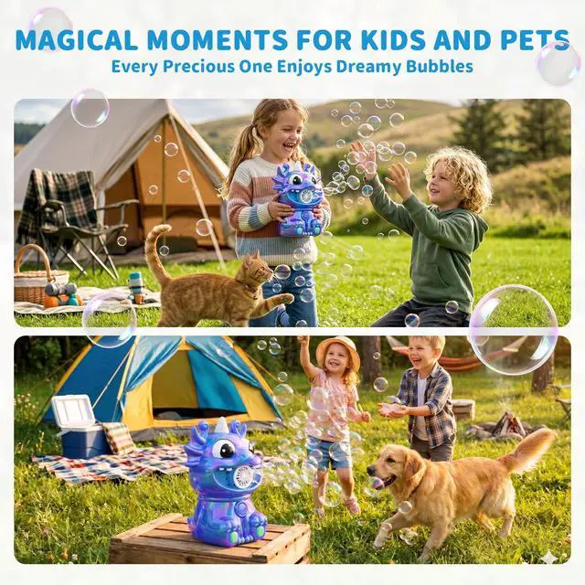 Alt view image 5 of 7 - Automatic Bubble Machine for Kids & Toddler, No Spill Bubbles Blower with Colorful Solution & Type-C Charge, Bubble Maker for Boy Girl Pet Indoor Outdoor Birthday Party Toy