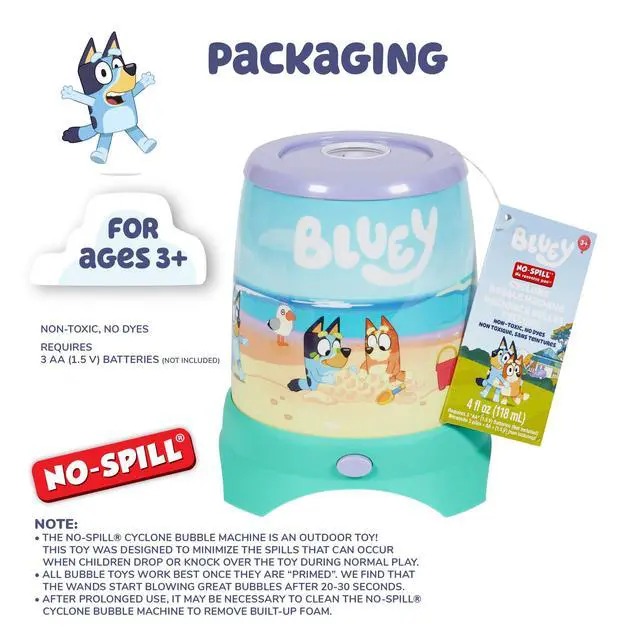 Alt view image 6 of 6 - BLUEY Cyclone NO Spill Bubble Machine | Bluey Toy for Baby, Toddlers and Kids | Includes Non Toxic Bubble Solution