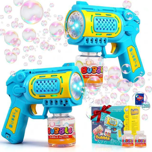 Main image of 2 Pack Bubble Guns for Kids Ages 3-8, Outdoor Toys with Bubble Solution | VALUE 2-PACK BUBBLE GUNS: Includes bubble solution! Great outdoor summer toys and birthday gifts for boys and girls ages 3-8.