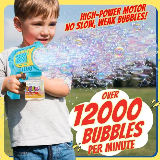 Alt view image 3 of 6 - 2 Pack Bubble Guns for Kids Ages 3-8, Outdoor Toys with Bubble Solution | VALUE 2-PACK BUBBLE GUNS: Includes bubble solution! Great outdoor summer toys and birthday gifts for boys and girls ages 3-8.