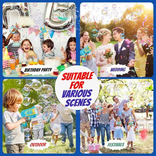 Alt view image 6 of 6 - 2 Pack Bubble Guns for Kids Ages 3-8, Outdoor Toys with Bubble Solution | VALUE 2-PACK BUBBLE GUNS: Includes bubble solution! Great outdoor summer toys and birthday gifts for boys and girls ages 3-8.
