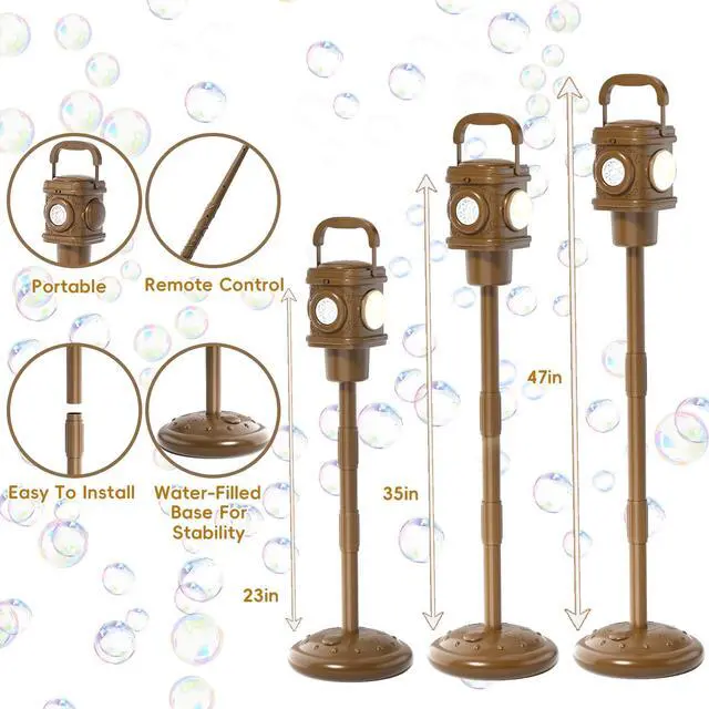Alt view image 2 of 7 - Automatic Bubble Machine for Kids 3-5, Remote Control LED Street lamp Bubble Toy for Indoor House Outdoor Play, Summer Water Toys for Kids Boy Girl Birthday Party Gifts