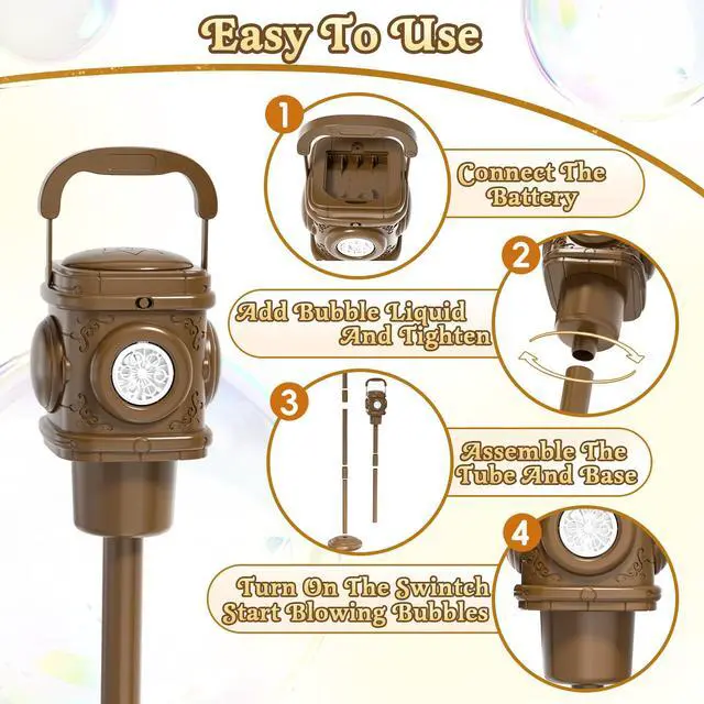 Alt view image 5 of 7 - Automatic Bubble Machine for Kids 3-5, Remote Control LED Street lamp Bubble Toy for Indoor House Outdoor Play, Summer Water Toys for Kids Boy Girl Birthday Party Gifts