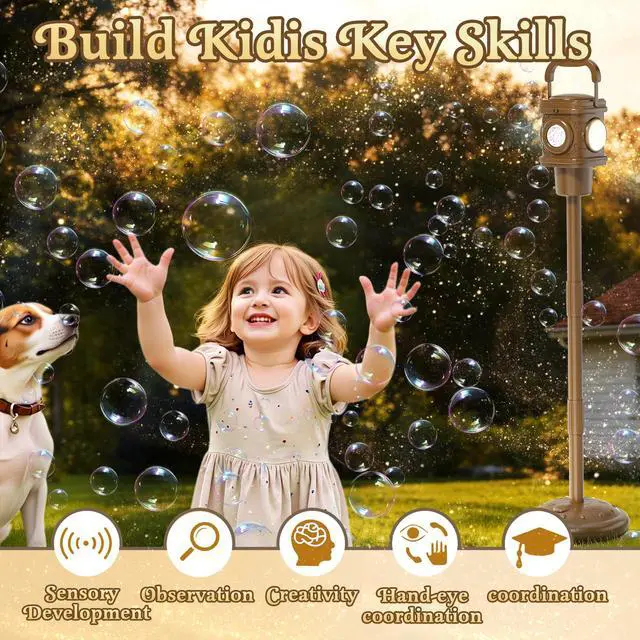 Alt view image 6 of 7 - Automatic Bubble Machine for Kids 3-5, Remote Control LED Street lamp Bubble Toy for Indoor House Outdoor Play, Summer Water Toys for Kids Boy Girl Birthday Party Gifts