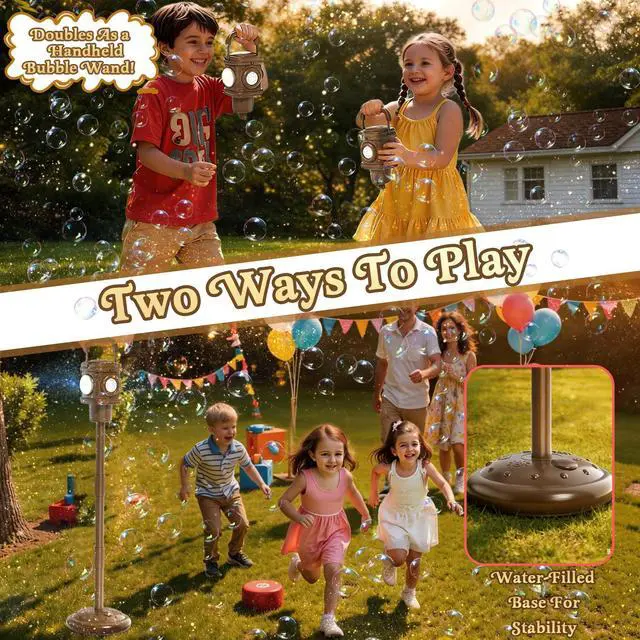 Alt view image 4 of 7 - Automatic Bubble Machine for Kids 3-5, Remote Control LED Street lamp Bubble Toy for Indoor House Outdoor Play, Summer Water Toys for Kids Boy Girl Birthday Party Gifts