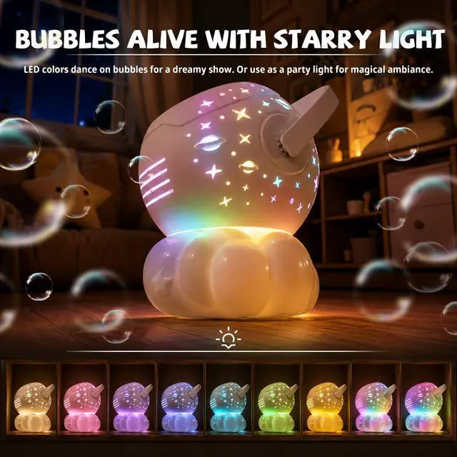 Alt view image 4 of 7 - Rechargeable Bubble Machine for Kids with 9Colors Cycling LED, 600ml Tank | 35000+ Big Bubbles/Min, Integrated USB-C Charge, Outdoor Toys Gift Bubble Maker for Toddler 1-3, Birthday, Parties, Wedding