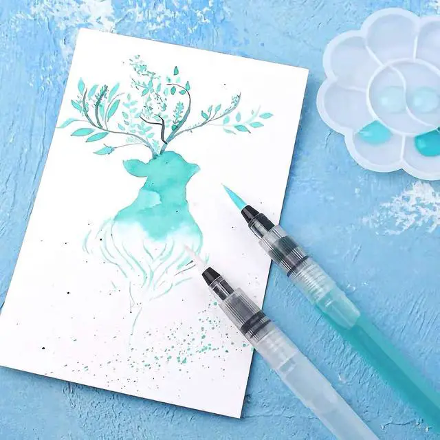 Alt view image 5 of 7 - 12 PCS Watercolor Brushes, Refillable Water Brush Pens, Watercolor Painting with Assorted Tips Ink and Water Brush Pens for Paints, Artists, Painting, Calligraphy, Watercolors Painting Supplies